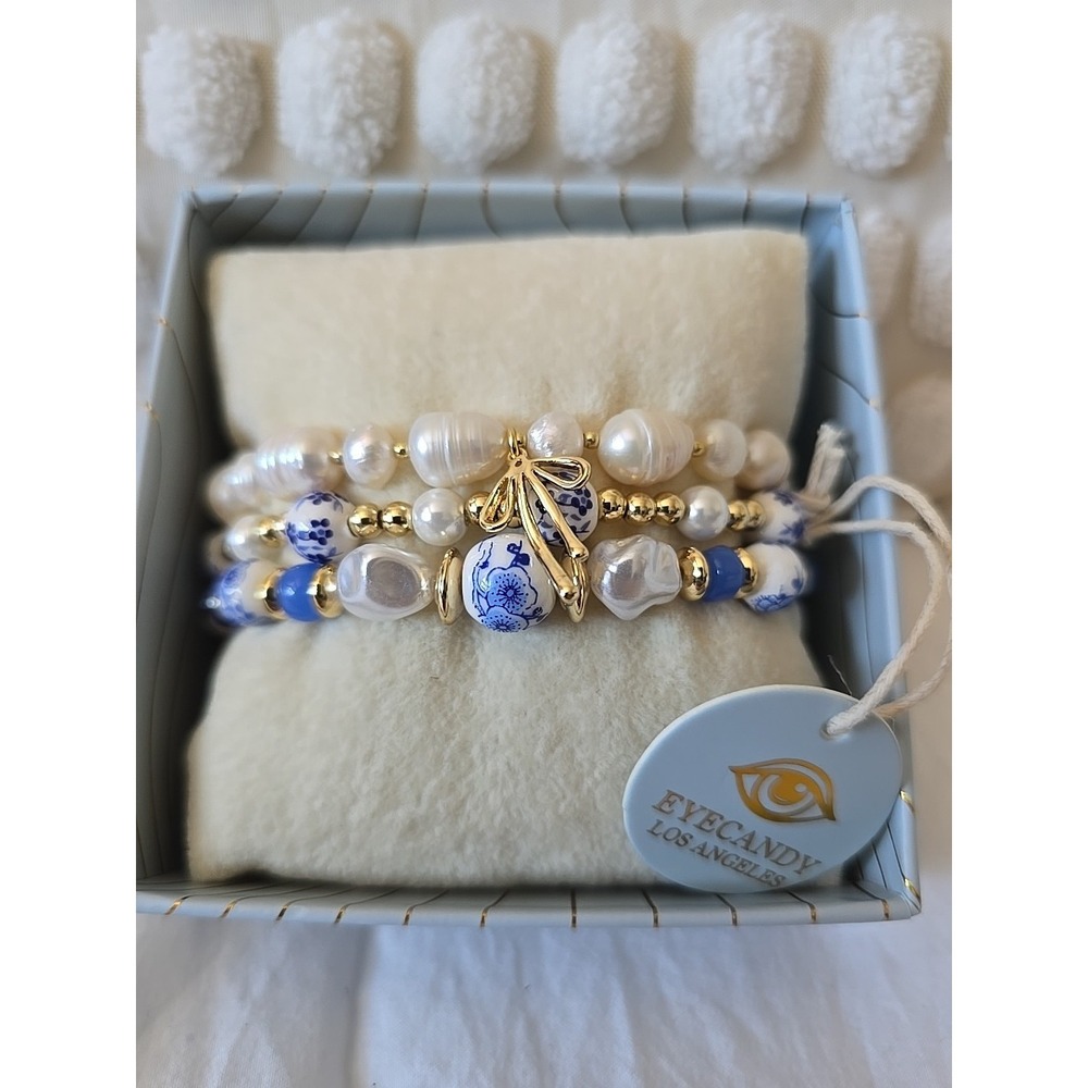 EYECANDY LOS ANGELES LUX COLLECTION FRESH WATER PEARL BRACELETS